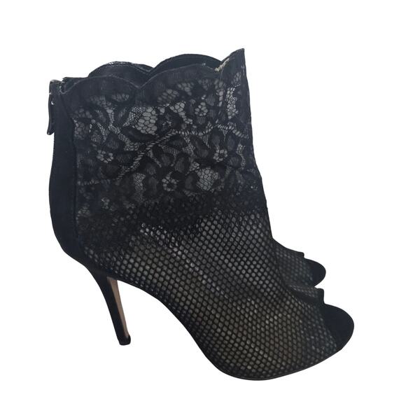 Chinese Laundry Jeopardy Mesh Black Lace Heeled Bootie Peep Toe Size 11‎ - Picture 1 of 4
